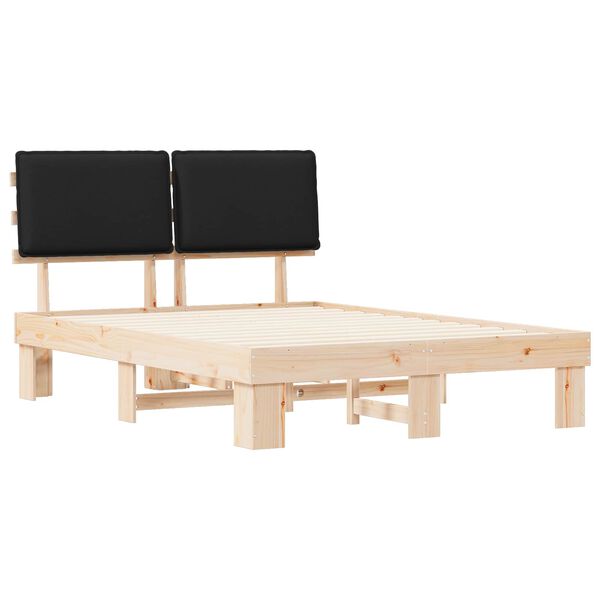 vidaXL Bettgestell mit gepolstertem Kopfteil Schwarz 140 x 190 cm