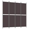 vidaXL 4-tlg. Paravent Braun 200x200 cm Stoff