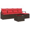 vidaXL Sofa Set 6 stk. Braun und Rot Poly-Rattan