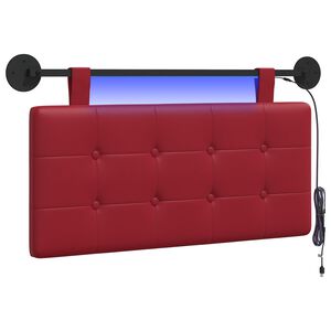 vidaXL H&auml;ngendes Kopfteil Mit LED Licht Weinrot Kunstleder