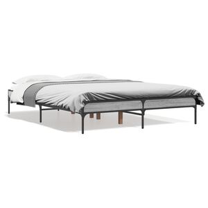 vidaXL Bettgestell Grau Sonoma 140x190 cm Holzwerkstoff und Metall