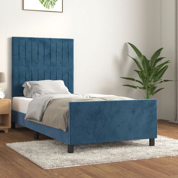 vidaXL Bettgestell ohne Matratze Dunkelblau 90x200 cm Samt
