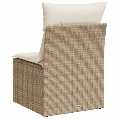 vidaXL Gartensessel ohne Armlehnen mit Kissen Beige Poly Rattan