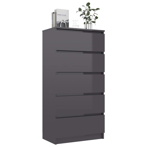vidaXL Sideboard mit Schubladen Hochglanz-Grau 60x35x121 cm