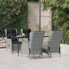 vidaXL 5-tlg. Garten-Essgruppe Hellgrau Poly Rattan