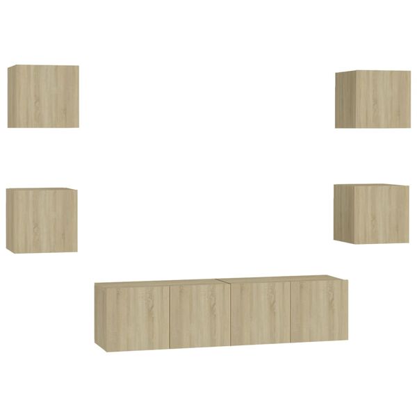 vidaXL 6-tlg. TV-Schrank-Set Sonoma-Eiche Holzwerkstoff