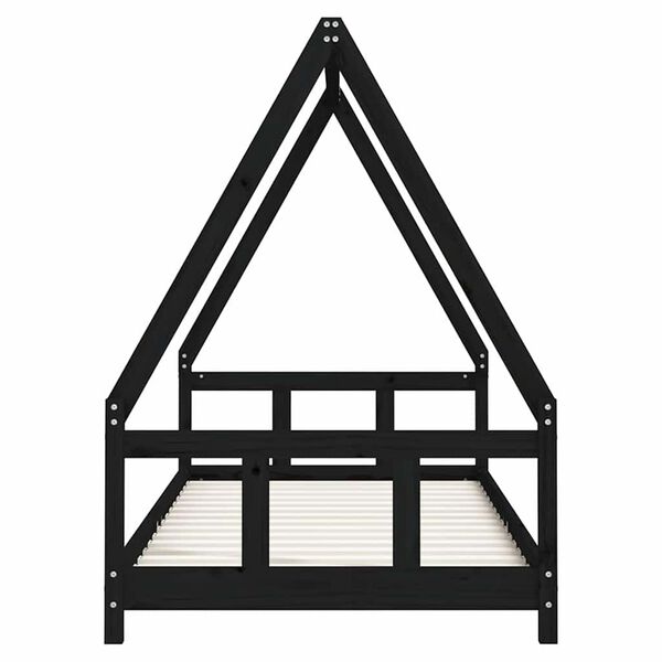 vidaXL Kinderbett Schwarz 90x200 cm Massivholz Kiefer