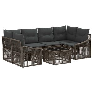 vidaXL Gartensofa-set 7 stk. Grau 55 x 55 x 37 cm Poly-Rattan