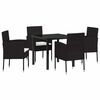 vidaXL Garten Essgruppe 5 stk. Schwarz Poly-Rattan