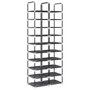 vidaXL Schuhregale 2 Stk. 10 Ebenen Schwarz 33x33x174 cm Vliesstoff
