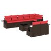 vidaXL 9-teiliges Gartensofa-Set mit Kissen, braun, Polyrattan