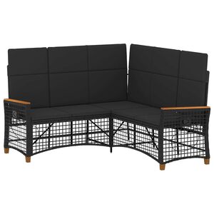 vidaXL Garten Liegesofa Set 5-Sitzanzahl Schwarz Polyrattan und Stahl