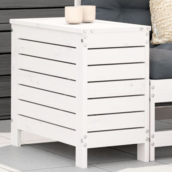 vidaXL Gartenhocker Wei&szlig; 62x31,5x52 cm Massivholz Kiefer