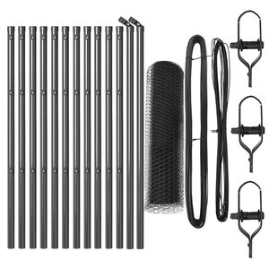 vidaXL Bodenmontierter Sechseckzaun 25 x 0,4 m PVC-beschichteter Stahl