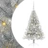 vidaXL K&uuml;nstlicher vorbeleuchteter Weihnachtsbaum Silber 120 cm PET