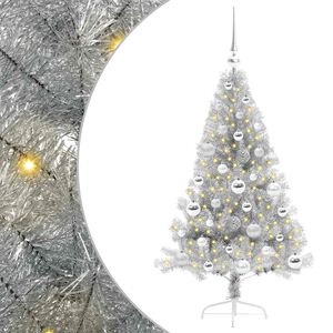 vidaXL K&uuml;nstlicher vorbeleuchteter Weihnachtsbaum Silber 120 cm PET