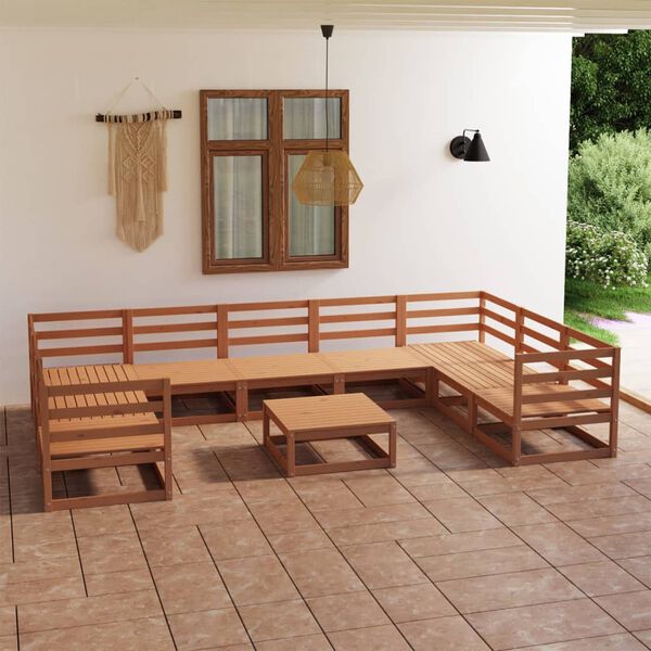 vidaXL 10-tlg. Garten-Lounge-Set Massivholz Kiefer