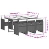 vidaXL 7-tlg. Garten-Essgruppe mit Kissen Grau Poly Rattan