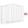 vidaXL Gabionen mit Hochbogen 5 Stk. 200x50x140/160cm Verzinktes Eisen