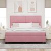 vidaXL LED Boxspringbett mit Matratze Rosa 180 x 200 cm Stoff