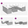 vidaXL 10-tlg. Garten-Sofagarnitur mit Kissen Braun Poly Rattan