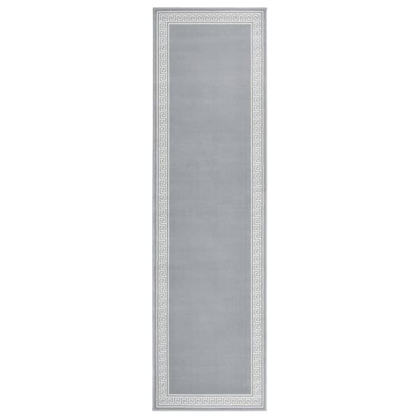 vidaXL Teppichl&auml;ufer BCF Grau mit Motiv 80x300 cm