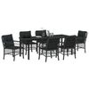 vidaXL Garten Essgruppe mit Kissen 7 pcs Schwarz Poly-Rattan