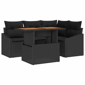 vidaXL Garten-Sofa-Set mit Speicher 5 pcs Schwarz Poly Rattan