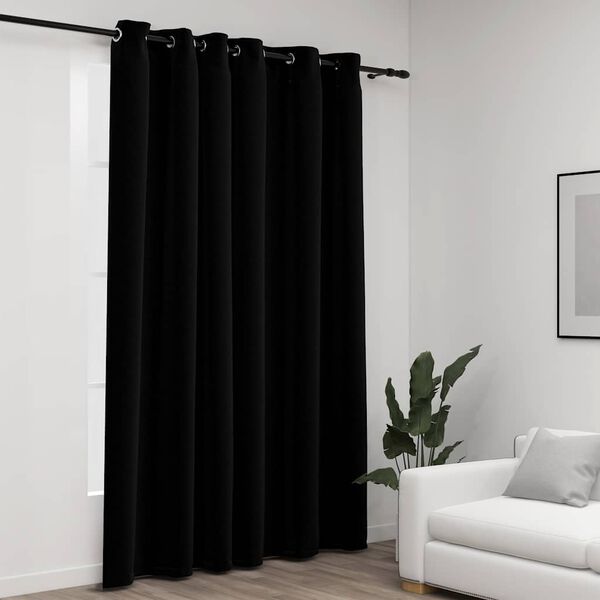 vidaXL Verdunkelungsvorhang mit &Ouml;sen Leinenoptik Schwarz 290x245 cm