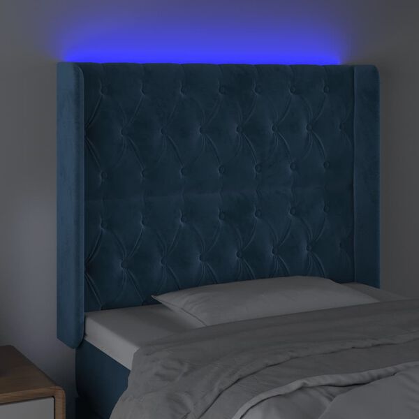 vidaXL LED Kopfteil Dunkelblau 93x16x118/128 cm Samt