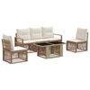 vidaXL Gartensofa-set 6 stk. Beige und Cremewei&szlig; Poly-Rattan