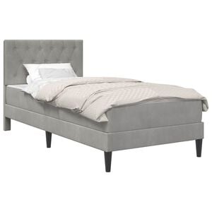 vidaXL Bettgestell mit Matratze mit Kopfteil Hellgrau 80 x 200 cm Samt