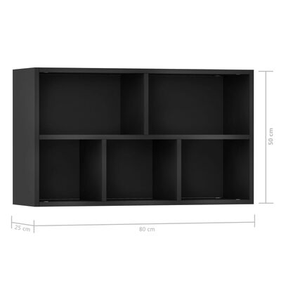 vidaXL Bücherregal/Sideboard Schwarz 50x25x80 cm Holzwerkstoff