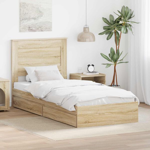 vidaXL Aufbewahrungsbett Sonoma-Eiche 90 x 190 cm Holzwerkstoff