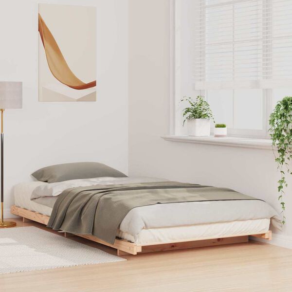 vidaXL Bodenbettgestell Braun 100 x 210 cm Massivholz Kiefer
