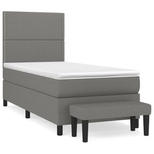 vidaXL Boxspringbett mit Matratze Dunkelgrau 90x190 cm Stoff