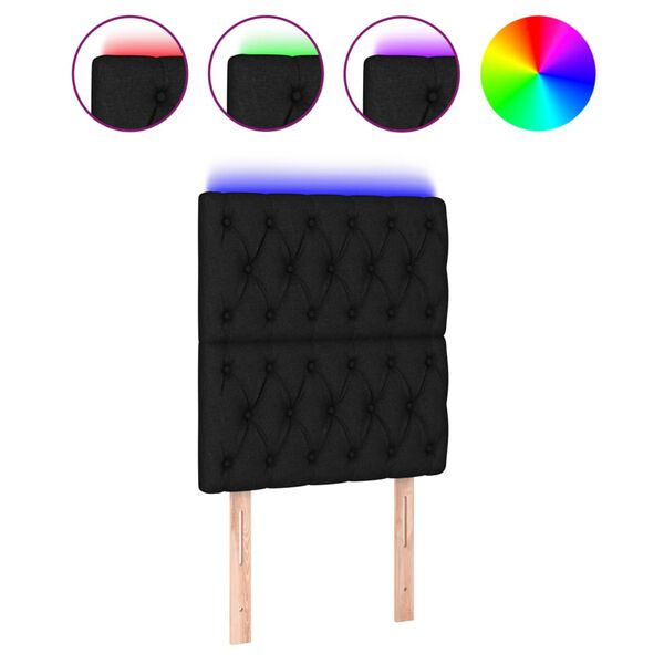 vidaXL LED Kopfteil Schwarz 80x7x118/128 cm Stoff