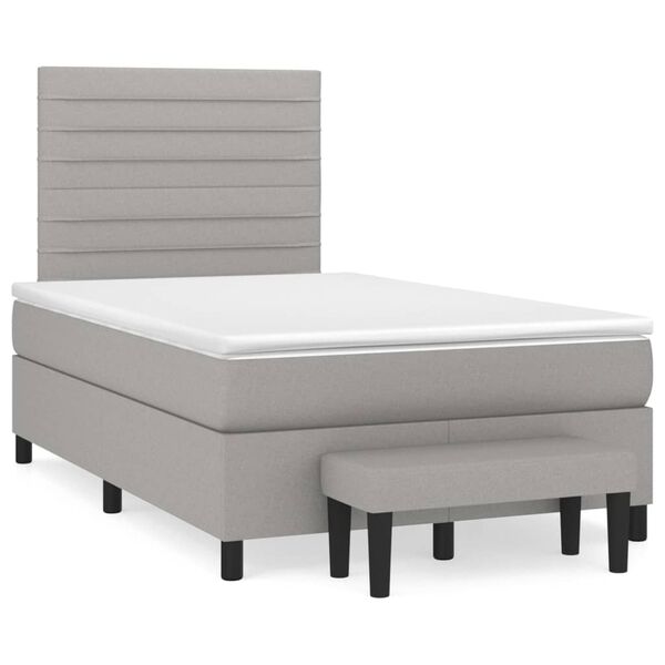 vidaXL Boxspringbett mit Matratze Hellgrau 120x200 cm Stoff