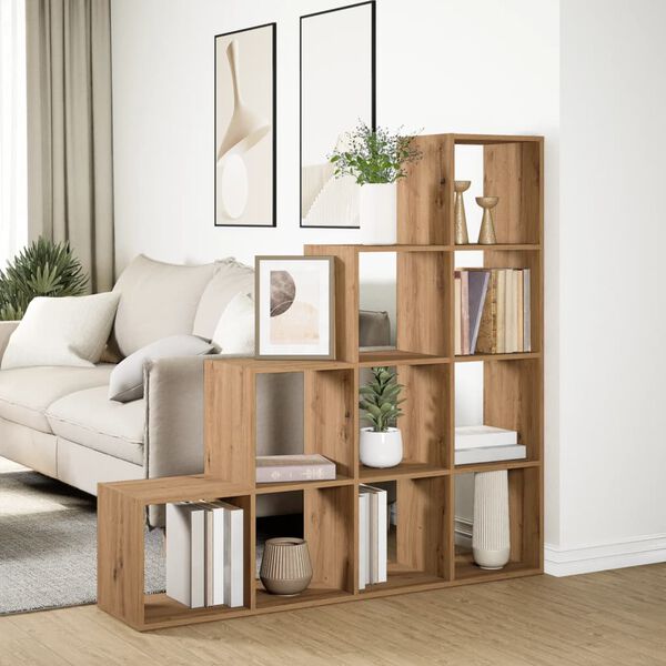 vidaXL Raumteiler-B&uuml;cherregal 4 Stufen Artisan-Eiche 131,5x29x131,5 cm