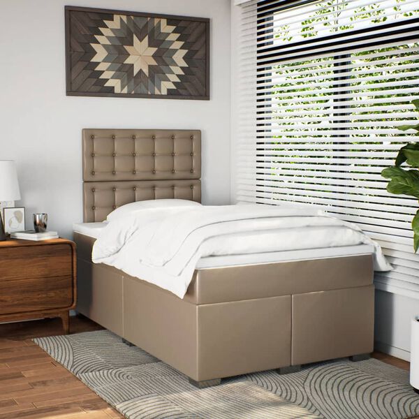 vidaXL Boxspringbett Matratze Cappuccino-Braun 120x190 cm Kunstleder