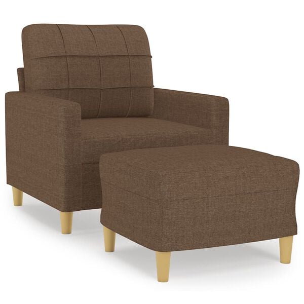 vidaXL Sessel mit Hocker Braun 60 cm Stoff