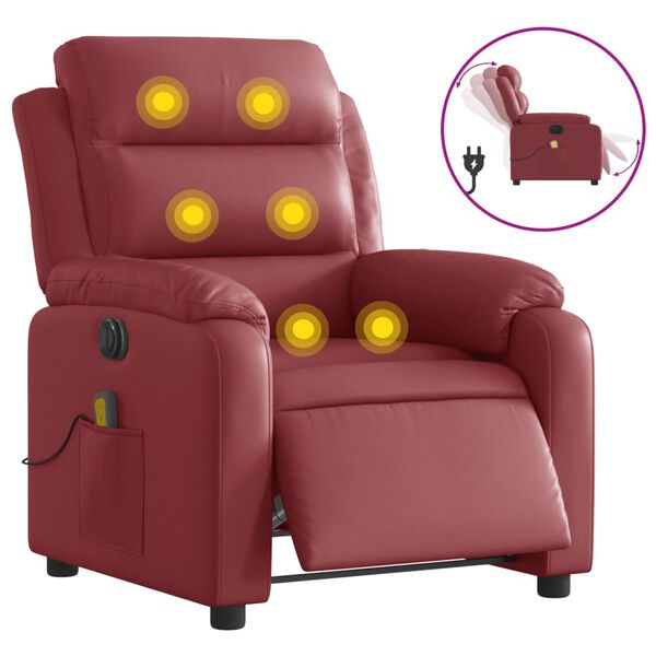 vidaXL Massagesessel Elektrisch Weinrot Kunstleder