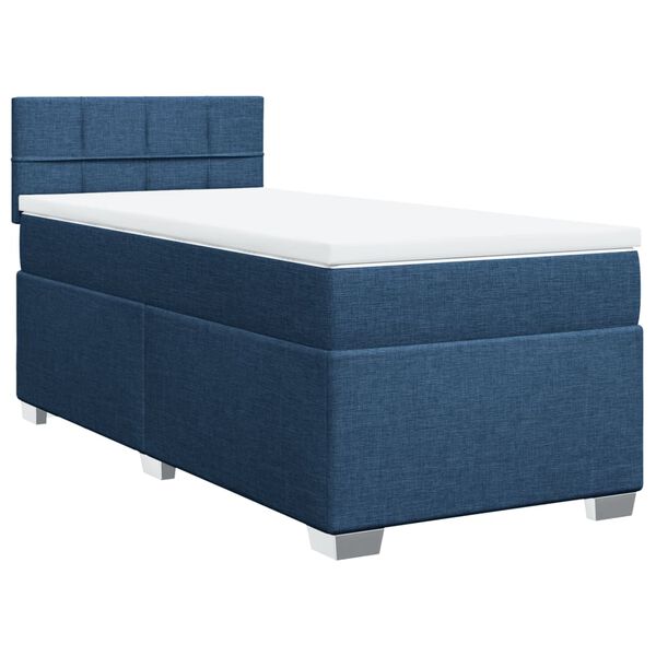 vidaXL Boxspringbett mit Matratze Blau 90x200 cm Stoff
