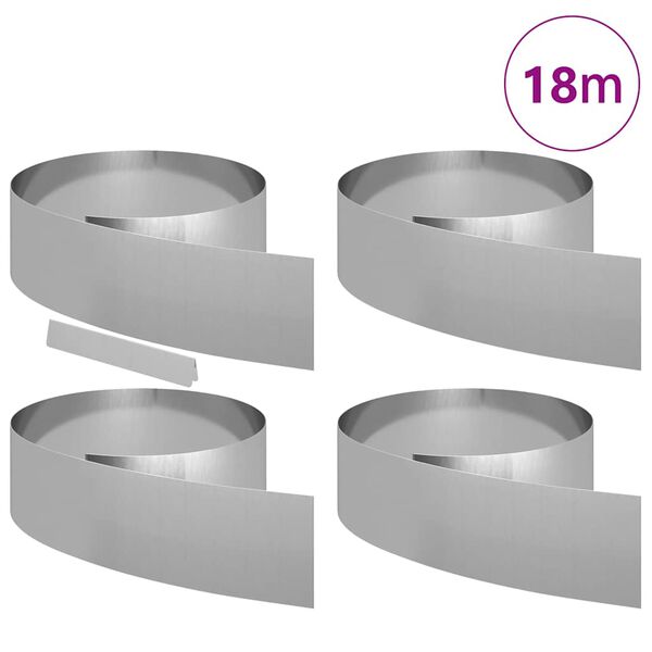 vidaXL Raseneinfassung 4 pcs Silber 450 x 0,05 x 15 cm