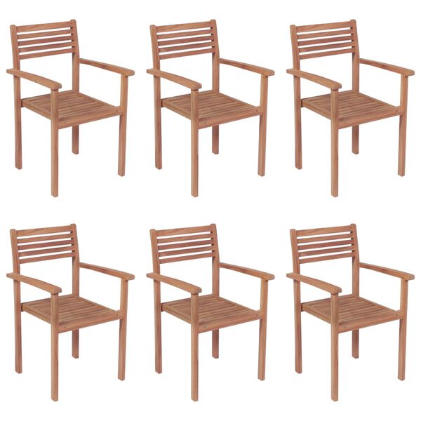 vidaXL Stapelbare Gartenst&uuml;hle mit Kissen 6 Stk. Massivholz Teak