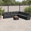 vidaXL 10-tlg. Garten-Sofagarnitur mit Kissen Schwarz Poly Rattan