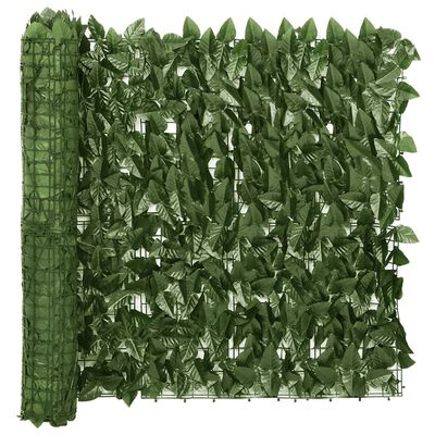 vidaXL Balkon-Sichtschutz mit Dunkelgrünen Blättern 300x75 cm
