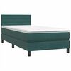 vidaXL Boxspringbett mit Matratze & LED Dunkelgr&uuml;n 90x220 cm Samt