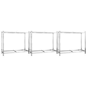 vidaXL Reifenregale mit 2 B&ouml;den 3 Stk. Silbern 110x40x110 cm Stahl