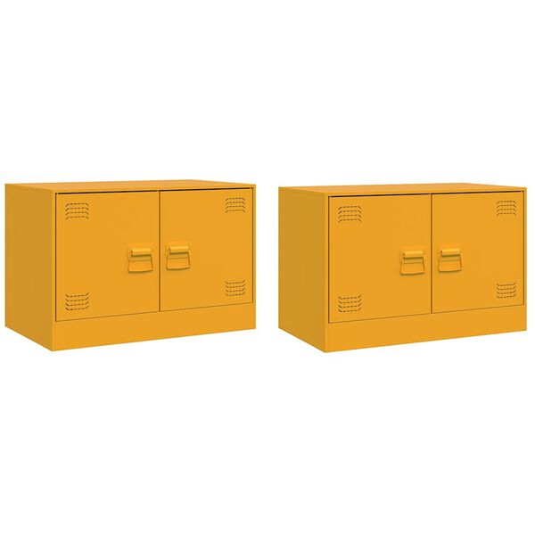 vidaXL TV-Schr&auml;nke 2 Stk. Senfgelb 67x39x44 cm Stahl